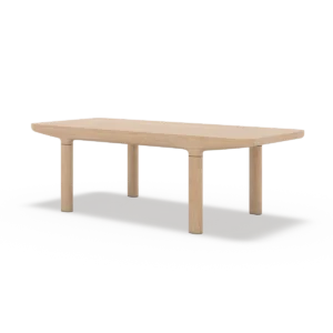 Table basse design en chêne ave détail en noyer, dessinée par Guillaume Delvigne